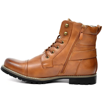 Jeremy - Skórzane buty męskie z retro sznurowaniem