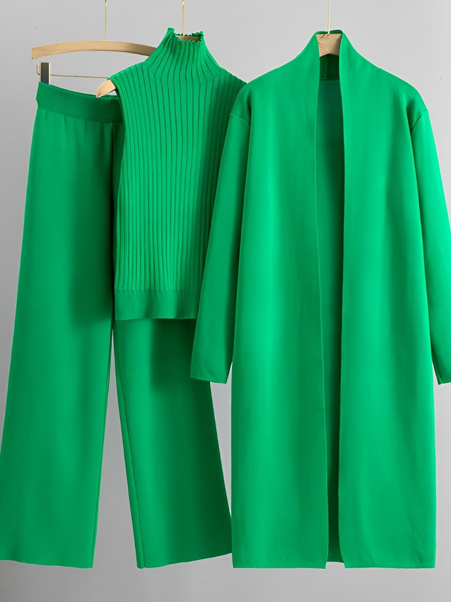 Angie - Modny 3-częściowy zestaw dzianinowy dla kobiet