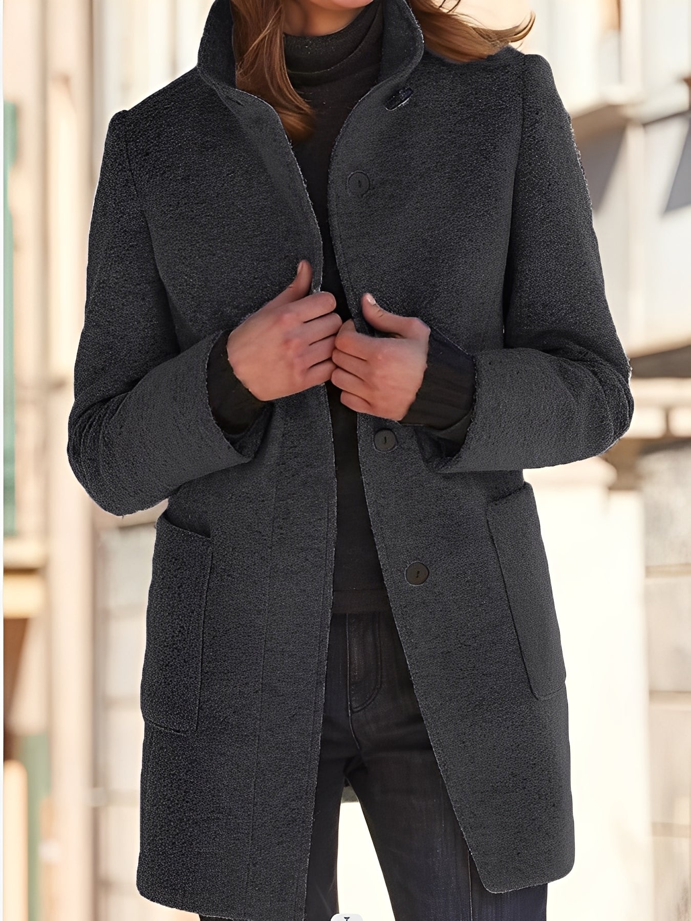 Michele - Damski płaszcz wełniany odporny na wiatr