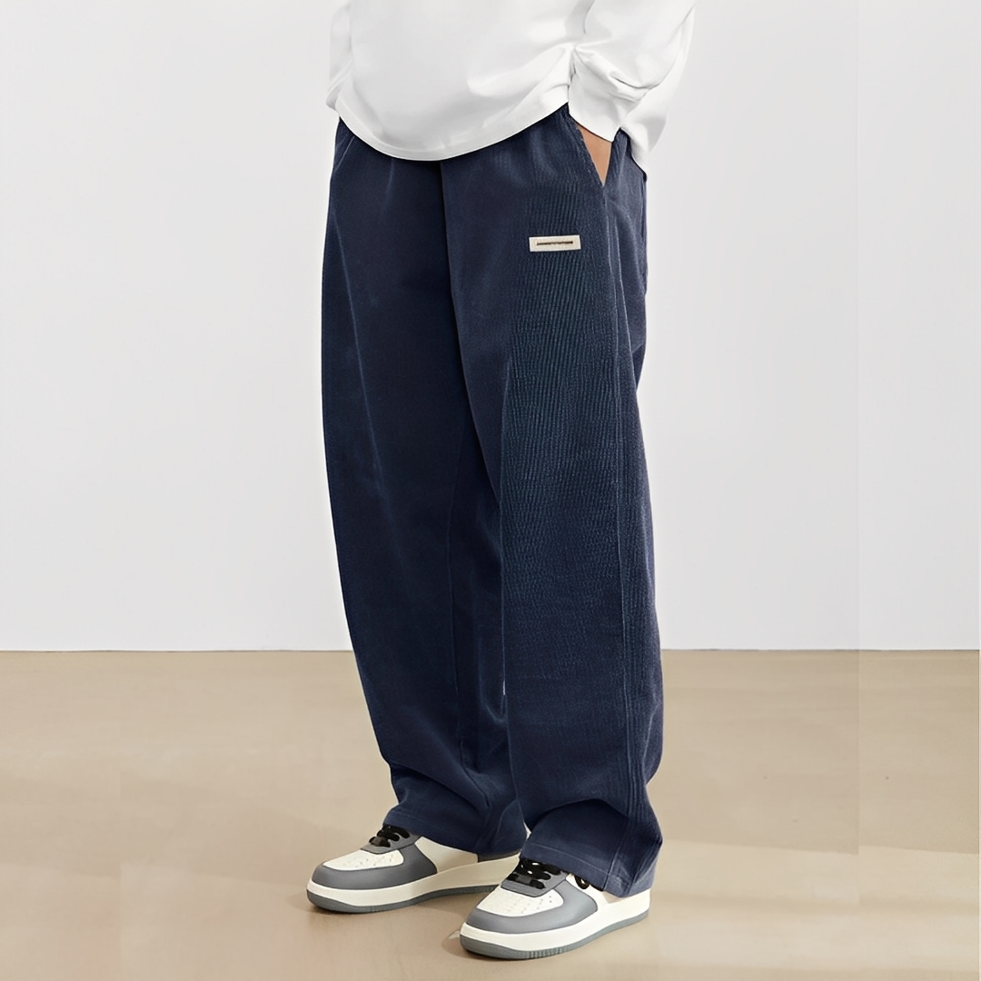 Carllito - Męskie klasyczne spodnie sztruksowe