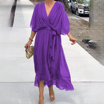 Demara - Elegancka sukienka z dekoltem V dla kobiet