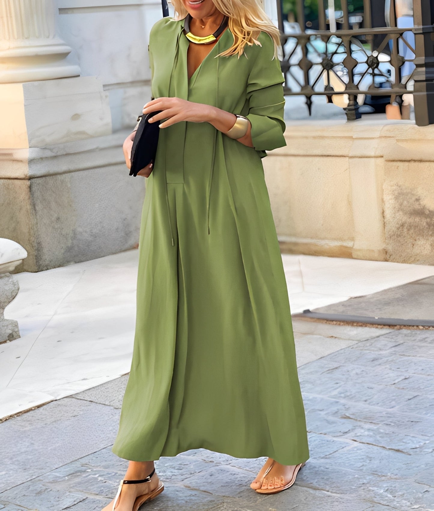 Nicole - Luźna, luźno dopasowana sukienka maxi dla kobiet