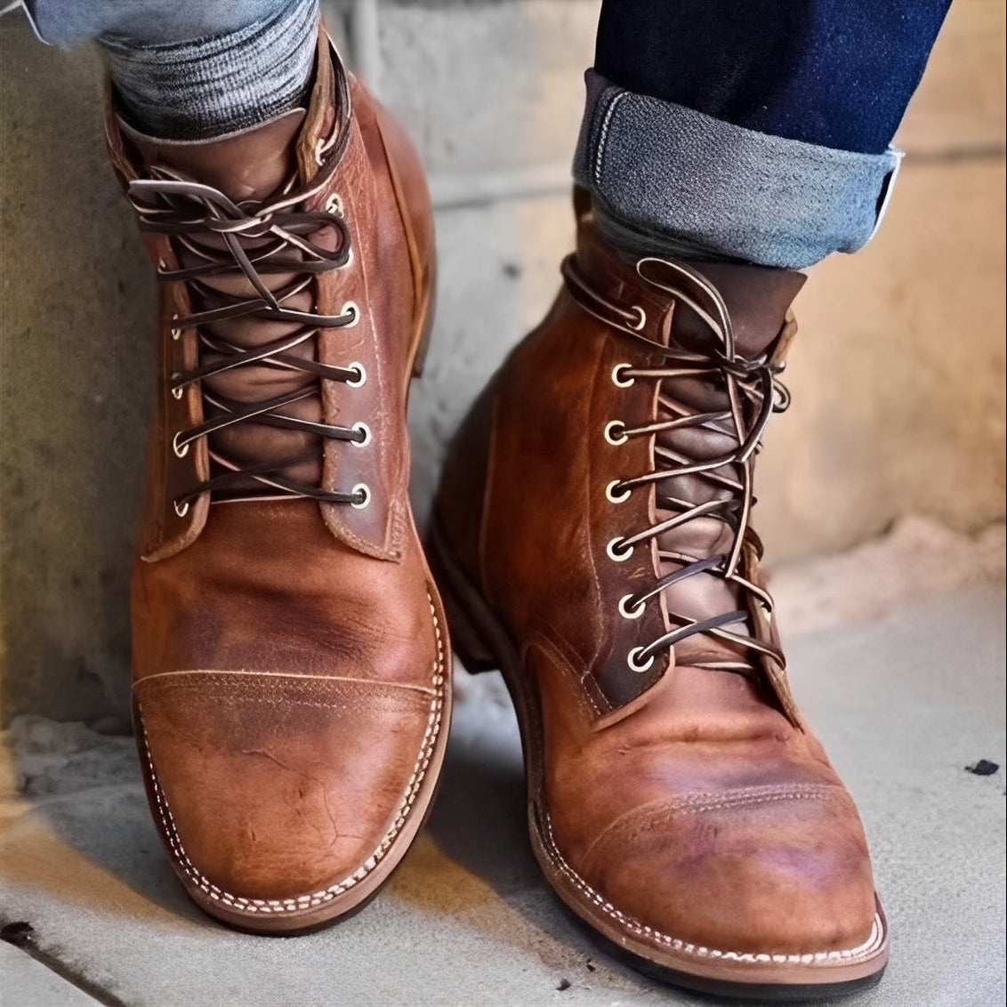 Kevin - Męskie buty retro z skóry