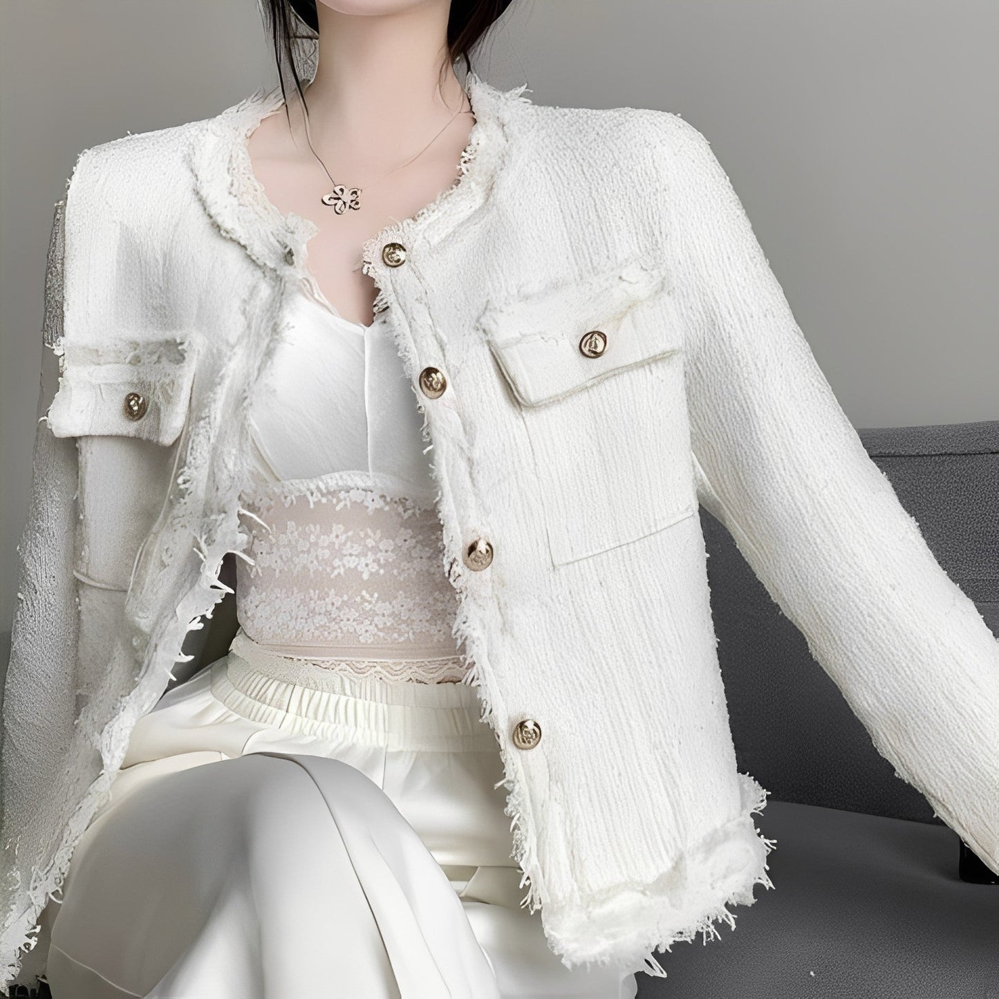 Rexanne - Nowoczesna krótka damska kurtka z kieszeniami