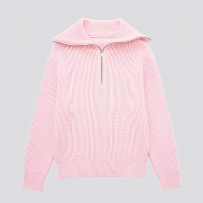 Christine - Nowoczesny sweter w paski z suwakiem dla kobiet