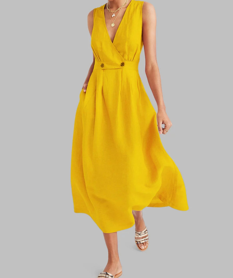 Damska sukienka lniana bez rękawów