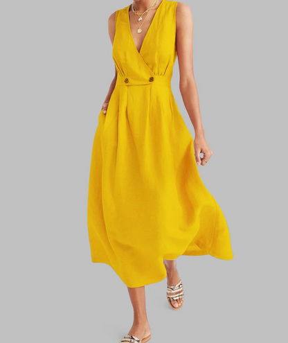 Damska sukienka lniana bez rękawów