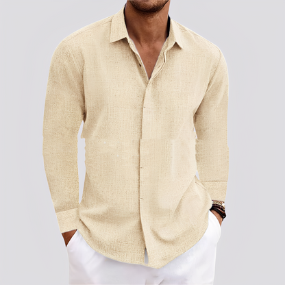 Felix - Swobodne koszula z długim rękawem z lnu dla mężczyzn