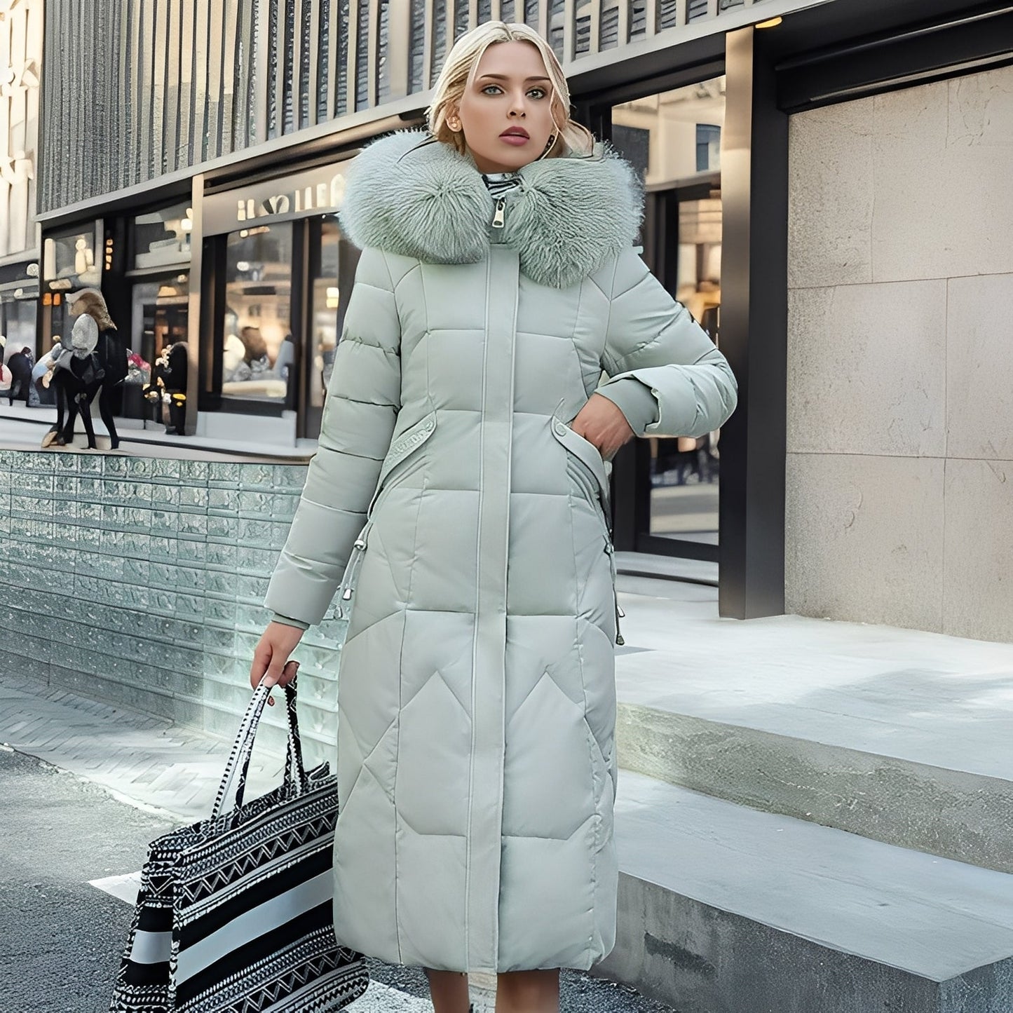 Rachel - Elegancki, dopasowany płaszcz damski z kapturem