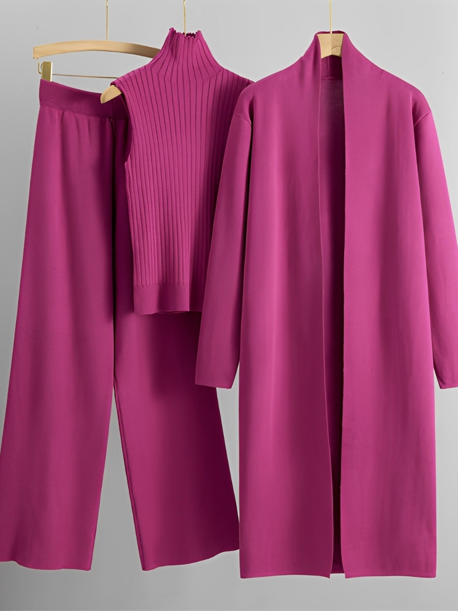 Angie - Modny 3-częściowy zestaw dzianinowy dla kobiet