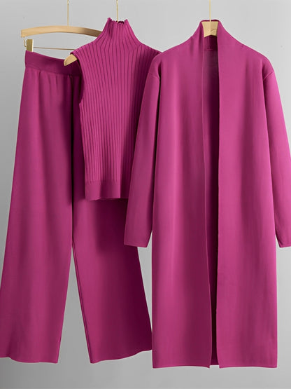 Angie - Modny 3-częściowy zestaw dzianinowy dla kobiet