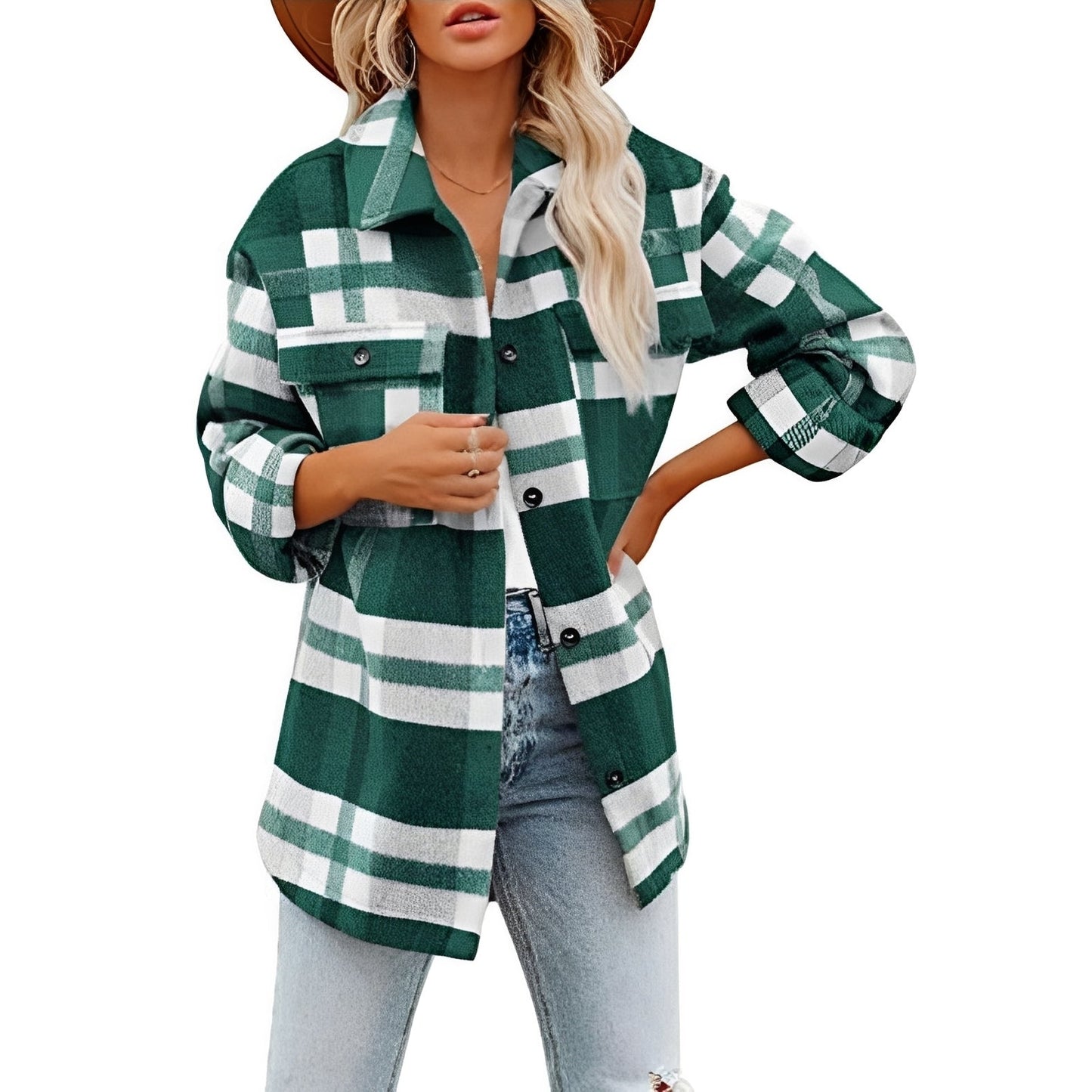 Melissa - Damska koszula z wełny w kratę