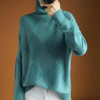 Mariette - Sweter z golfem oversize na zimę dla kobiet