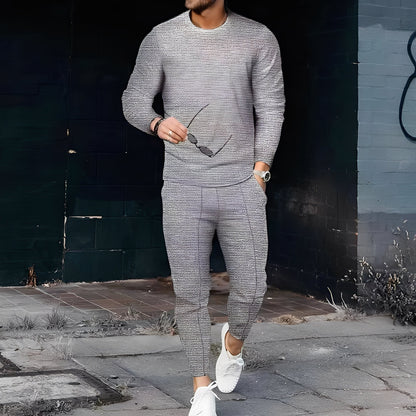 Dillan - Męski casualowy zestaw Slim-Fit z tkaniny waflowej