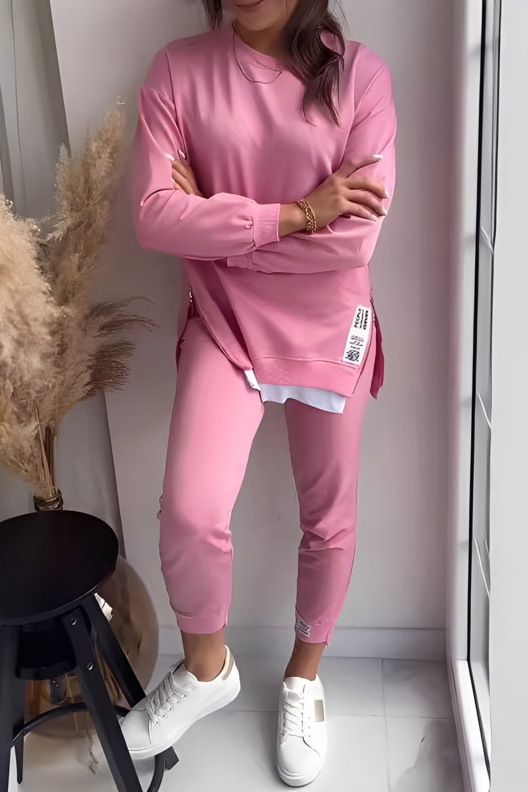Kristine - Damski zestaw z luźną bluzą i spodniami