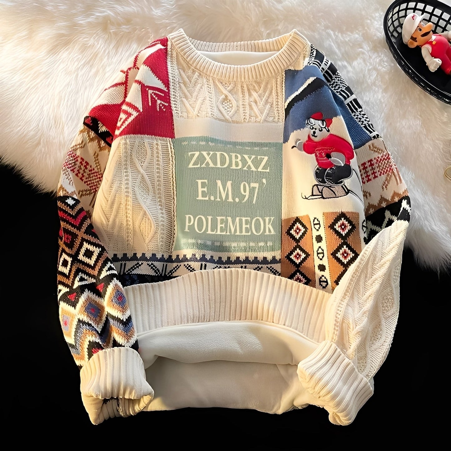 Charles - Stylowy, luźno dziany świąteczny sweter dla kobiet