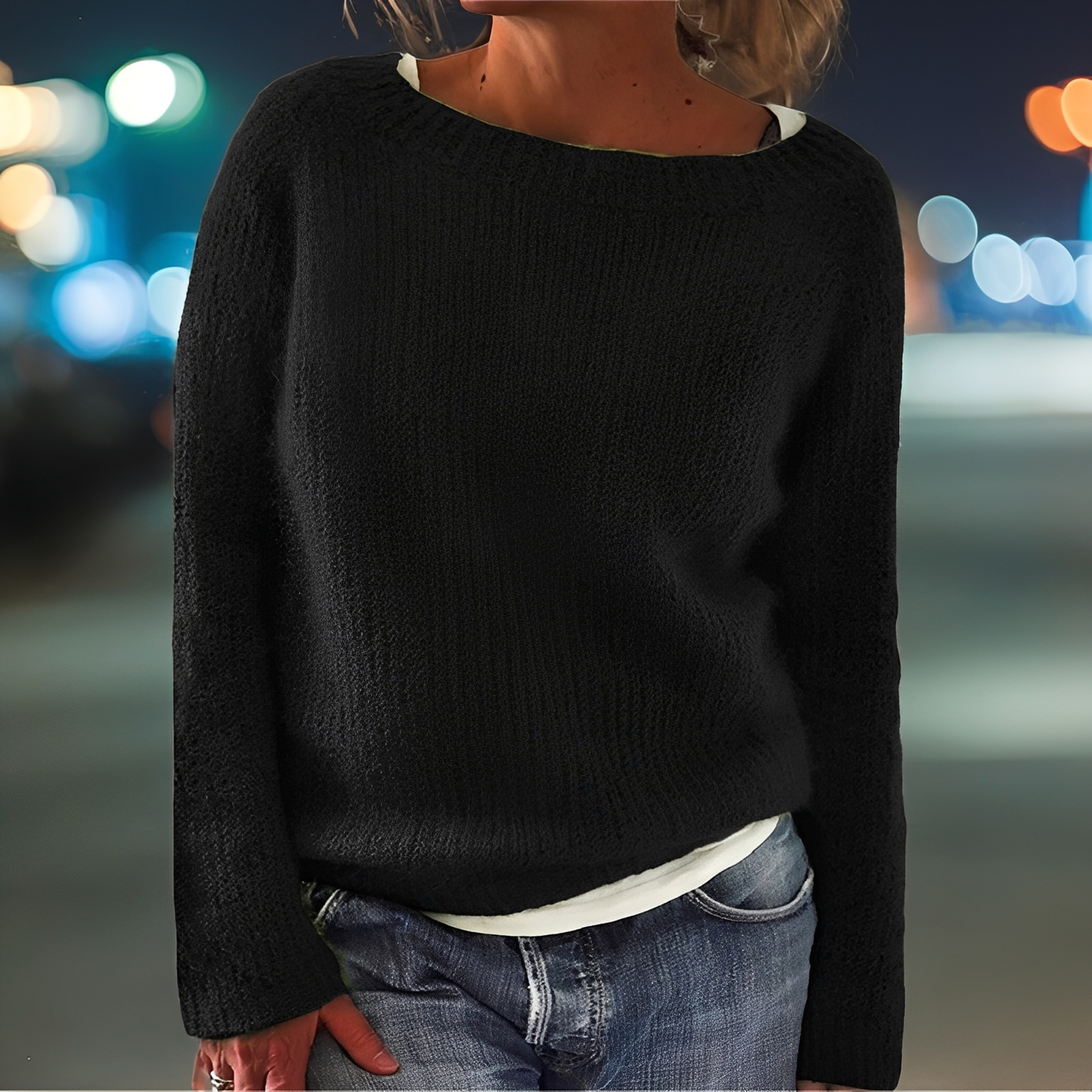 Abeeha - Damski sweter oversize w kolorze jodły