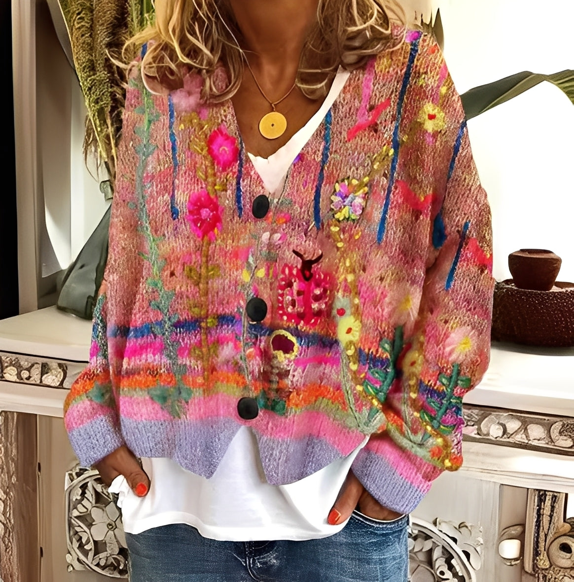 Daphné - Barwny i wygodny sweter dla kobiet