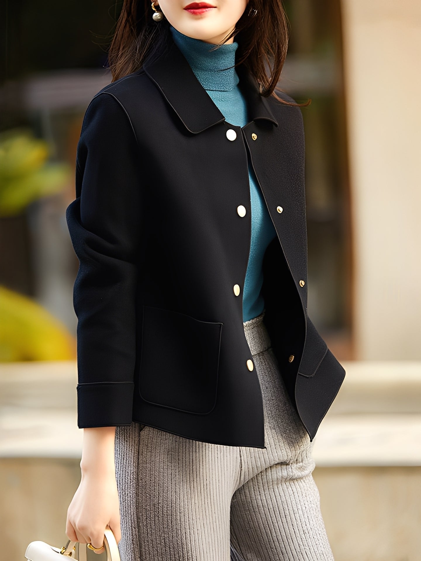 Meade - Modna, ciepła damska kurtka zapinana na guziki