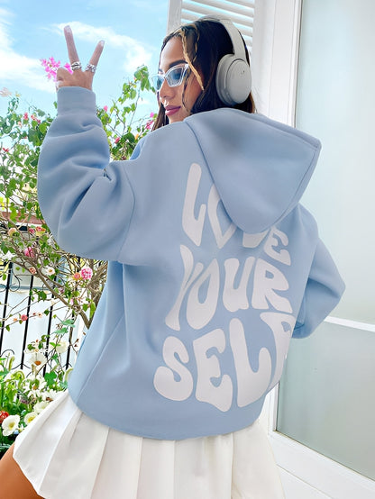 Rebeccah - Luźny kobiecy hoodie z nadrukiem