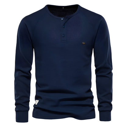 Joachim - Koszula męska z długimi rękawami z materiału waflowego