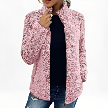 Alethea - Modny Fleece Płaszcz dla Kobiet