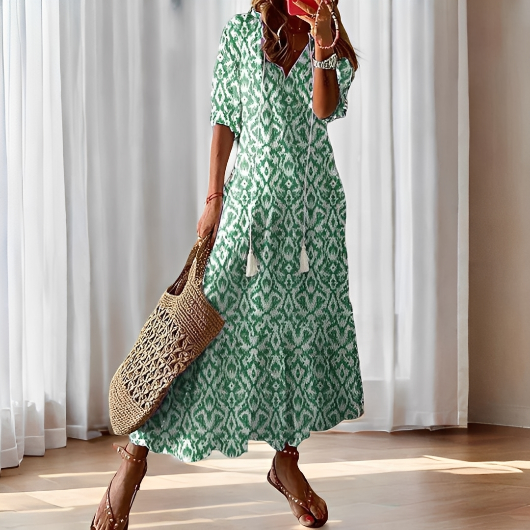 Alica - Swobodna sukienka z dekoltem V dla kobiet na co dzień