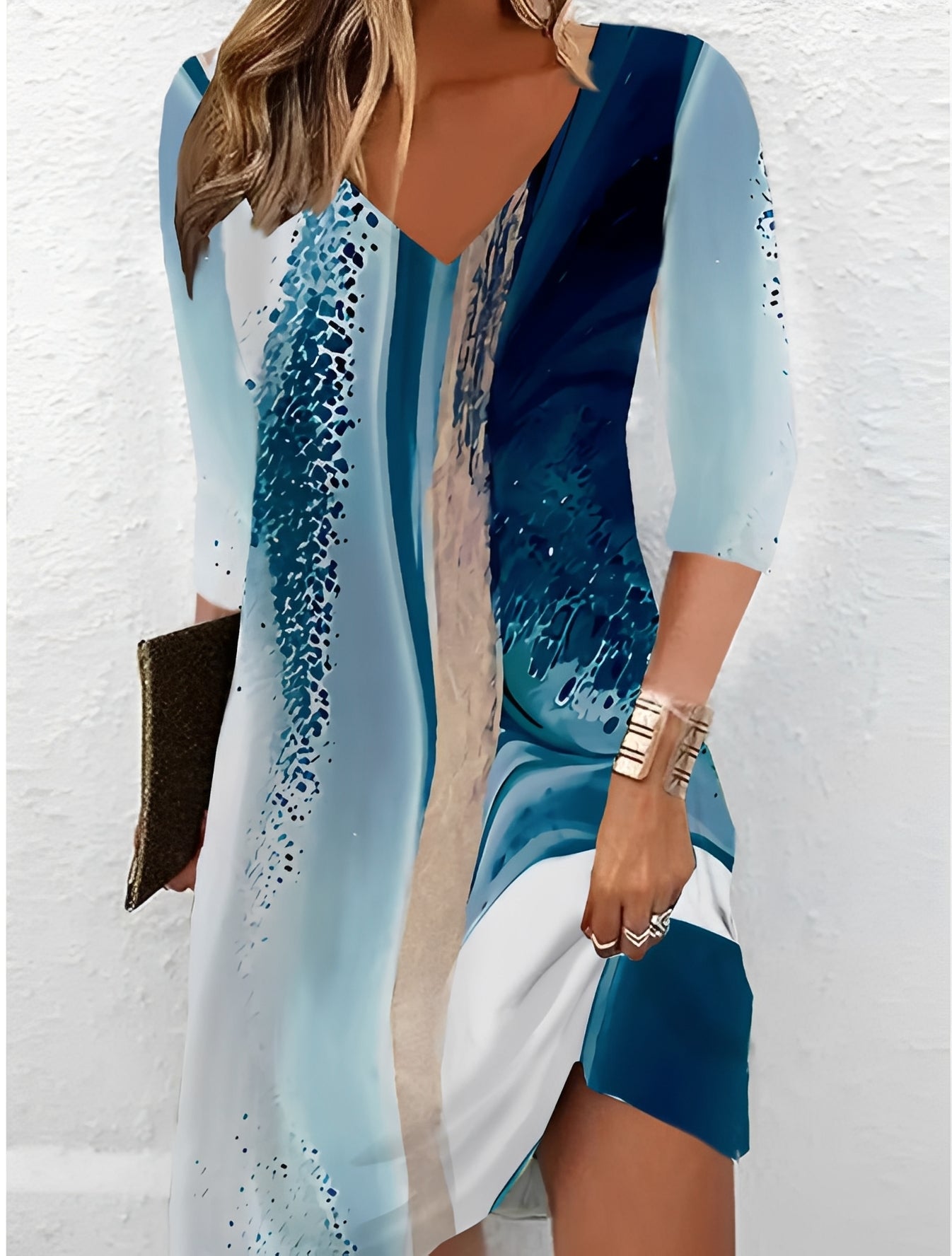 Alicia - Stylowa sukienka z dekoltem V i wzorem dla kobiet