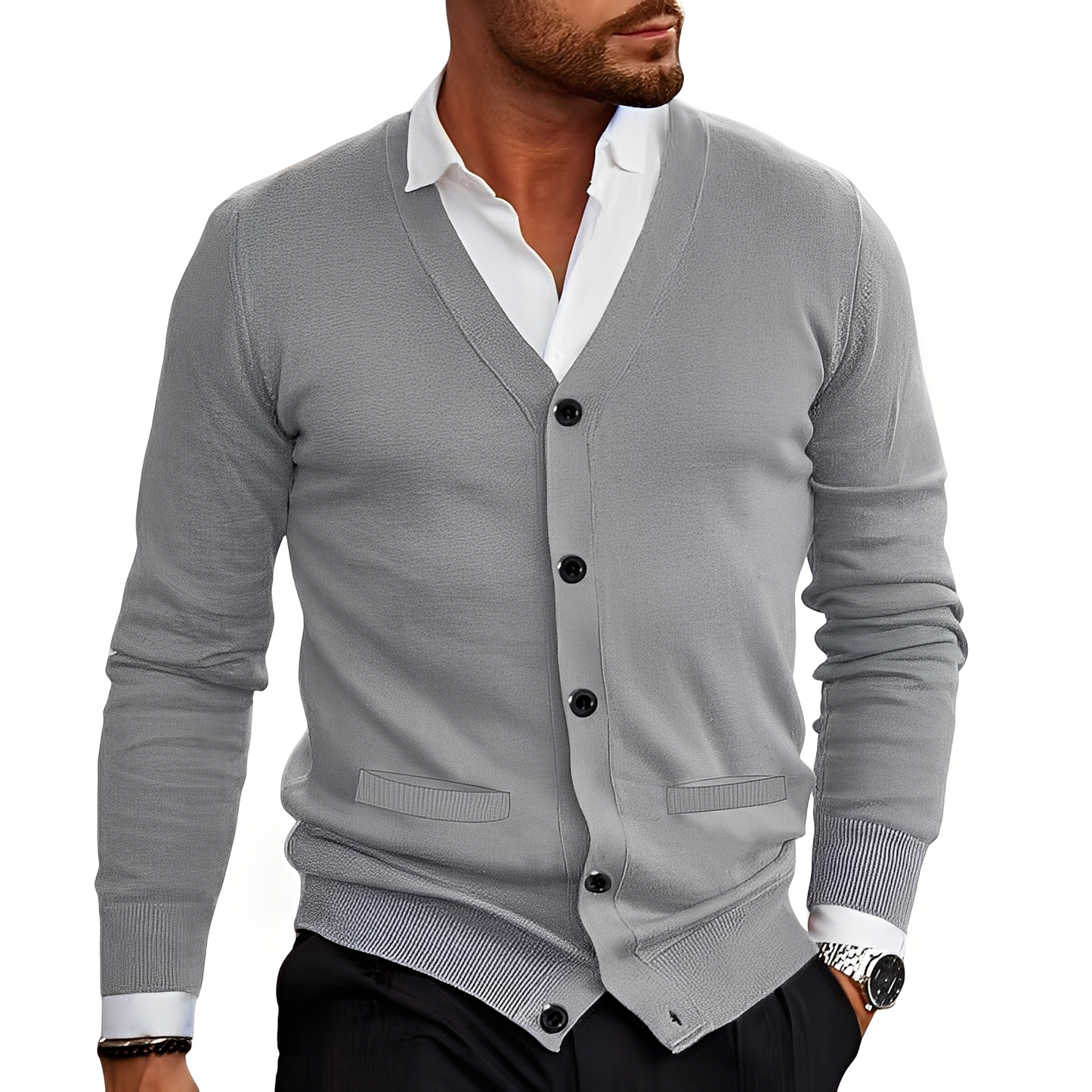 Kyler - Stylowy męski sweter zapinany na guziki