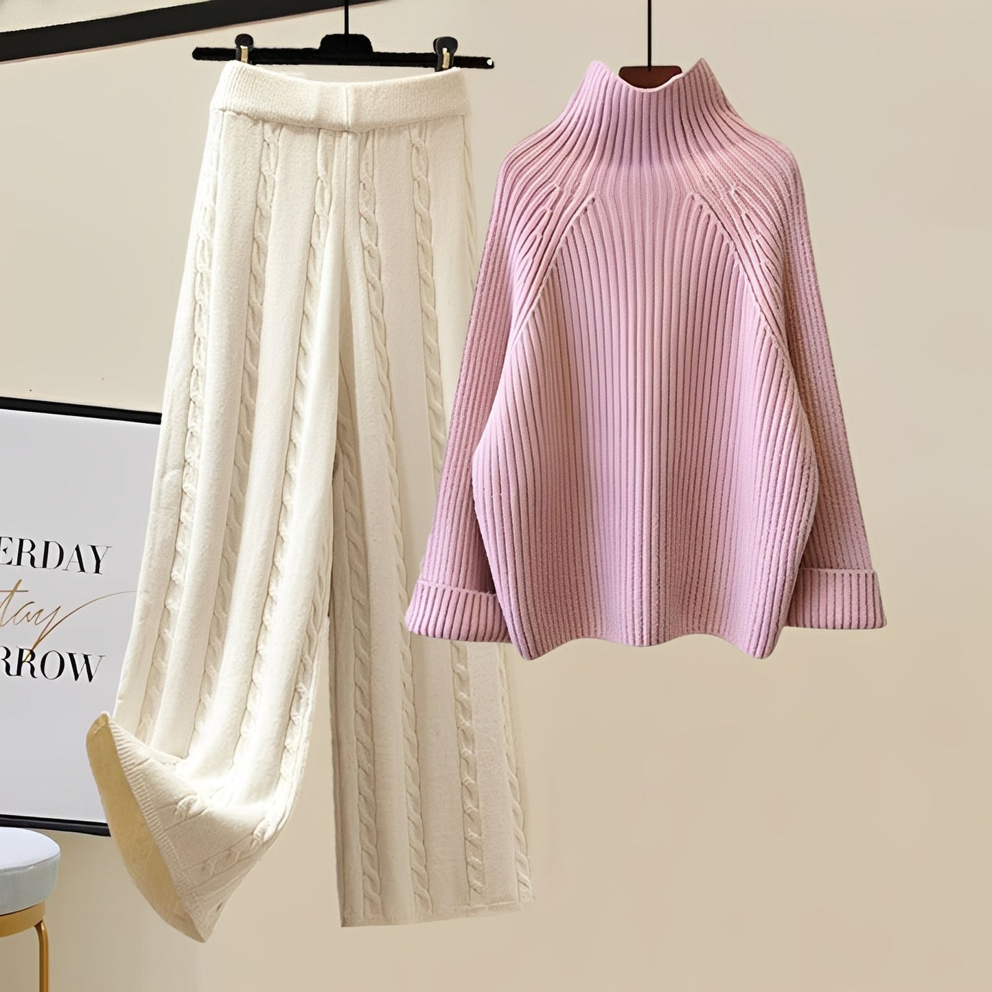 Lucie - Modny zestaw dzianinowy 3-częściowy dla kobiet