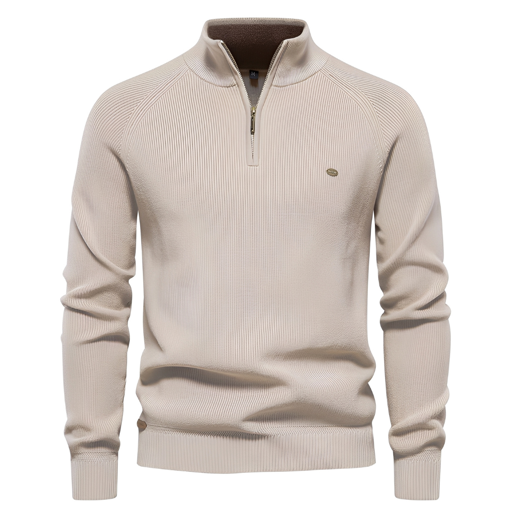 Brant - Męski stylowy sweter z ćwierć-zamkiem