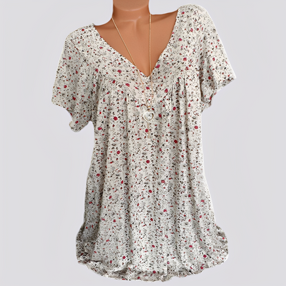 Claudia - Stylowa, luźna bluzka z wzorem kwiatowym dla kobiet