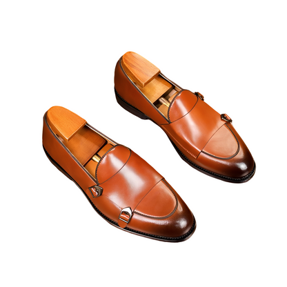 Bryan - Stylowe męskie loafersy skórzane z podwójną klamrą