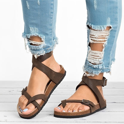 Lyvia - Luźne rzymskie płaskie sandały dla kobiet