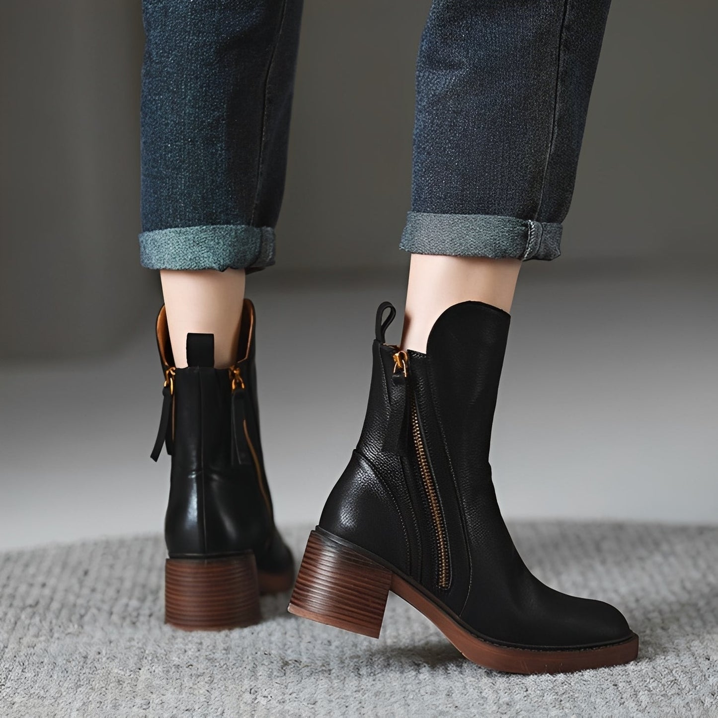 Connie - Stylowe botki na solidnym obcasie dla kobiet