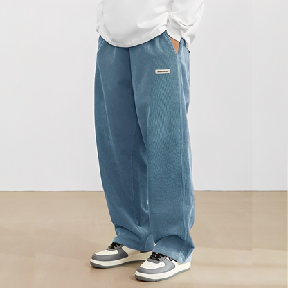 Carllito - Męskie klasyczne spodnie sztruksowe