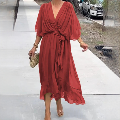 Demara - Elegancka sukienka z dekoltem V dla kobiet