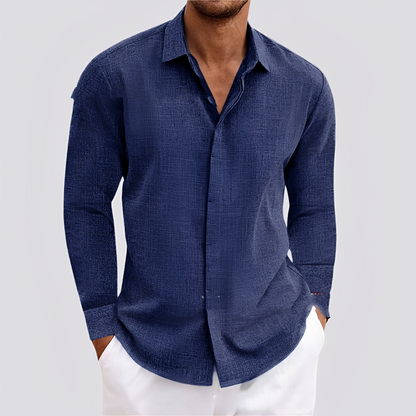 Felix - Swobodne koszula z długim rękawem z lnu dla mężczyzn