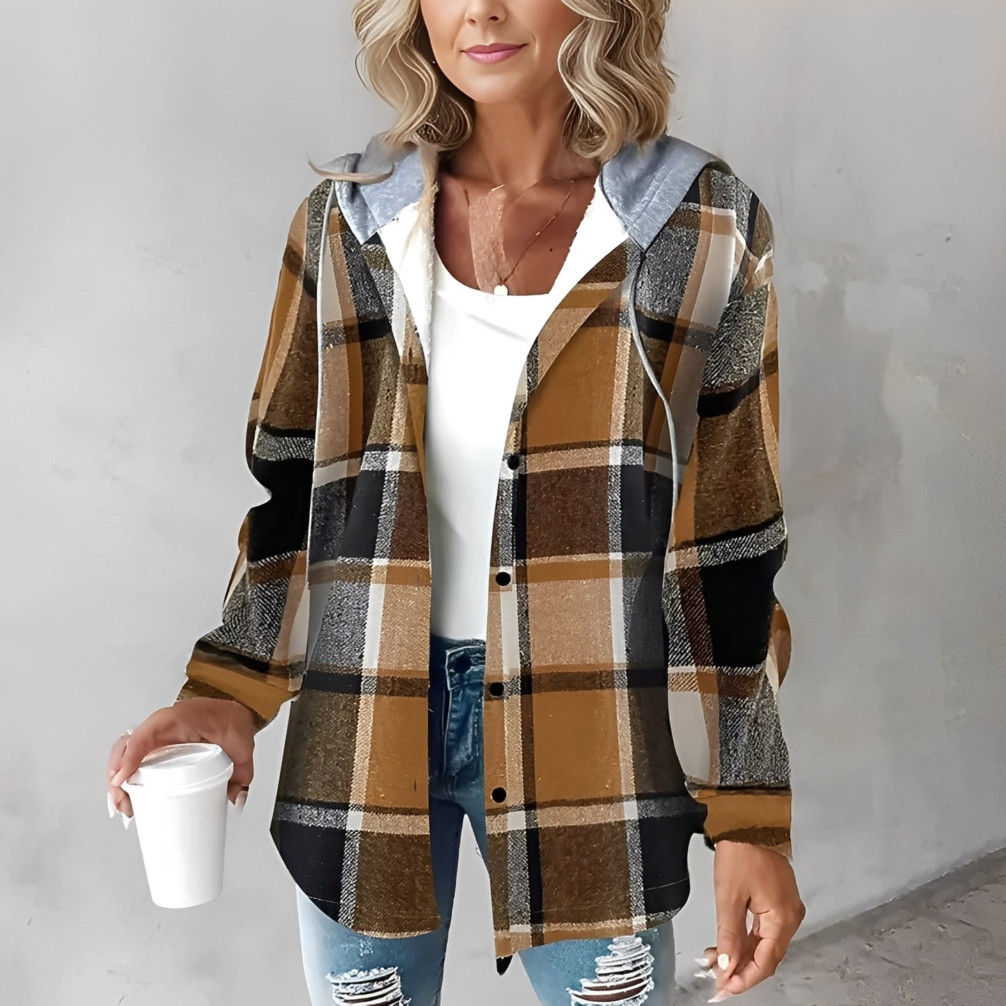 Martina - Lekka wełniana kurtka z kapturem dla kobiet