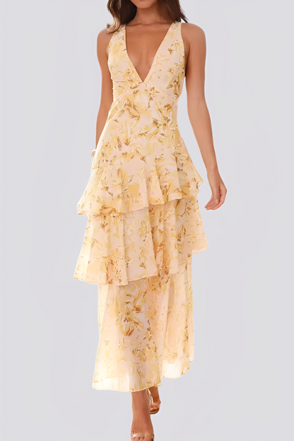 Tiffany - Stylowa suknia maxi z neckholderem dla kobiet