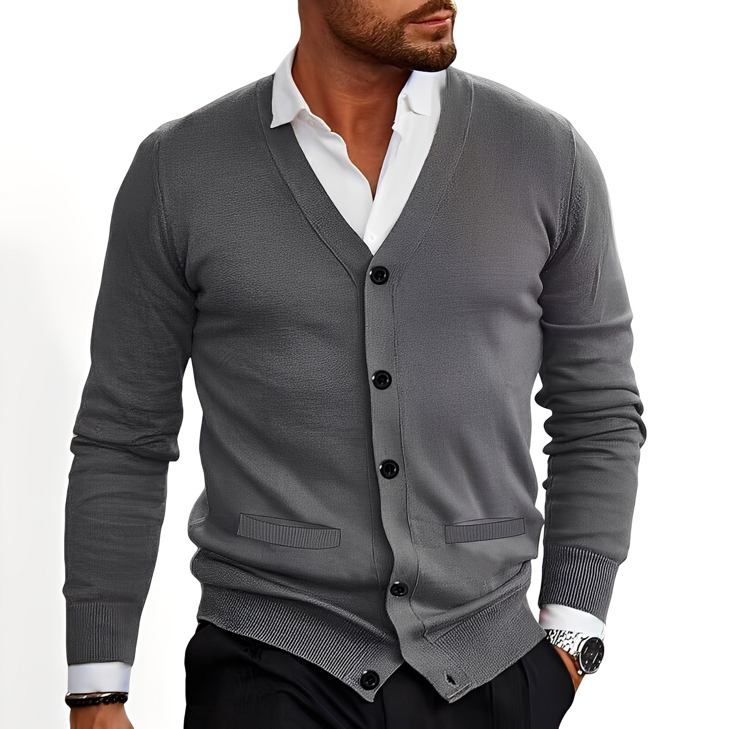 Kyler - Stylowy męski sweter zapinany na guziki