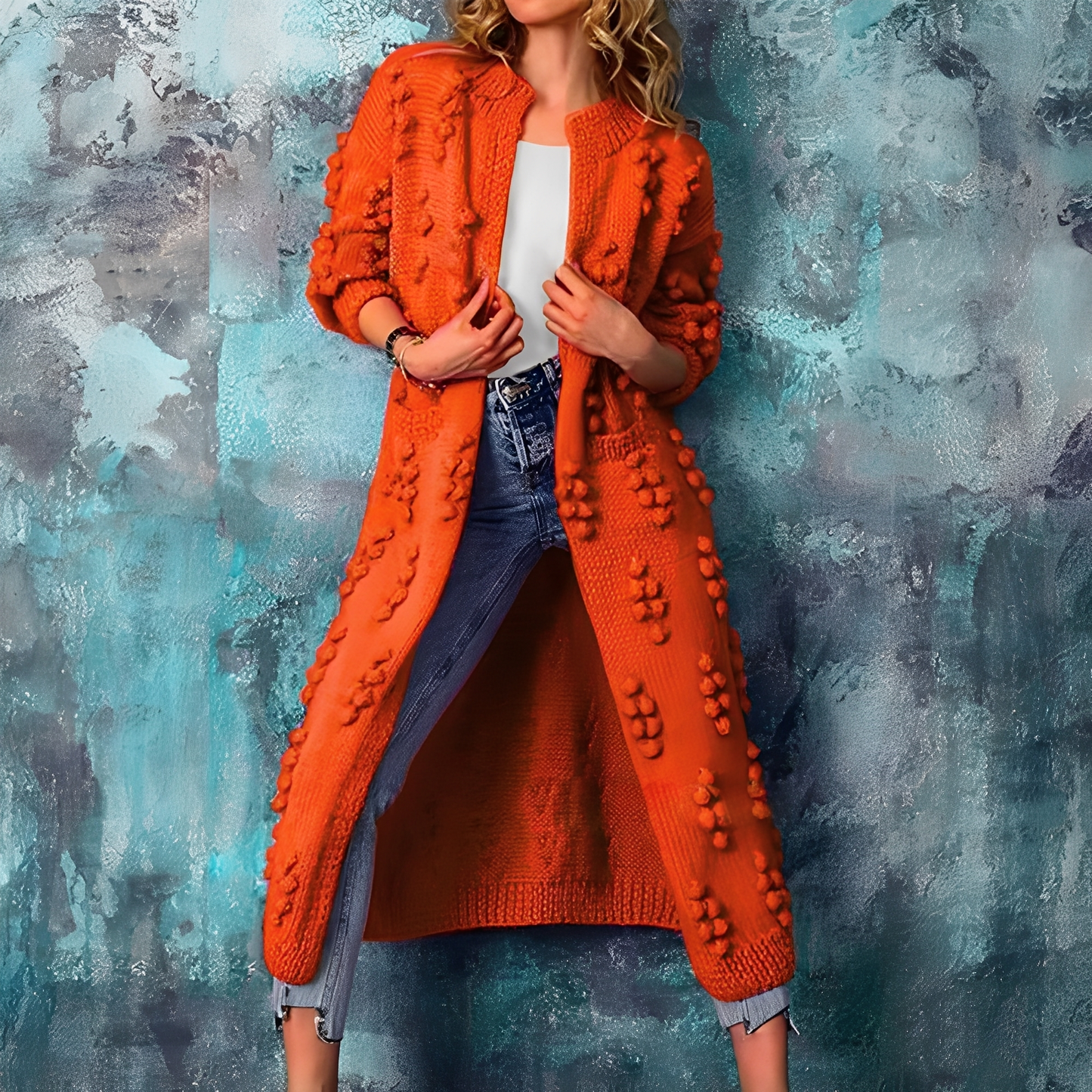 Nancy - Stylowy damski kardigan z pomponami