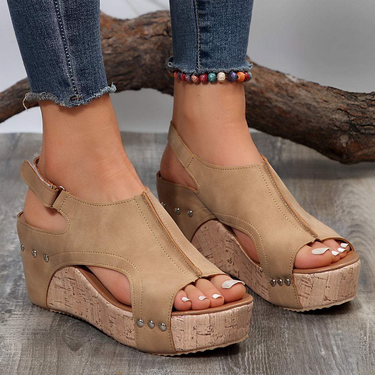 Remy - Casualowe Peep-Toe-Sandały dla Kobiet