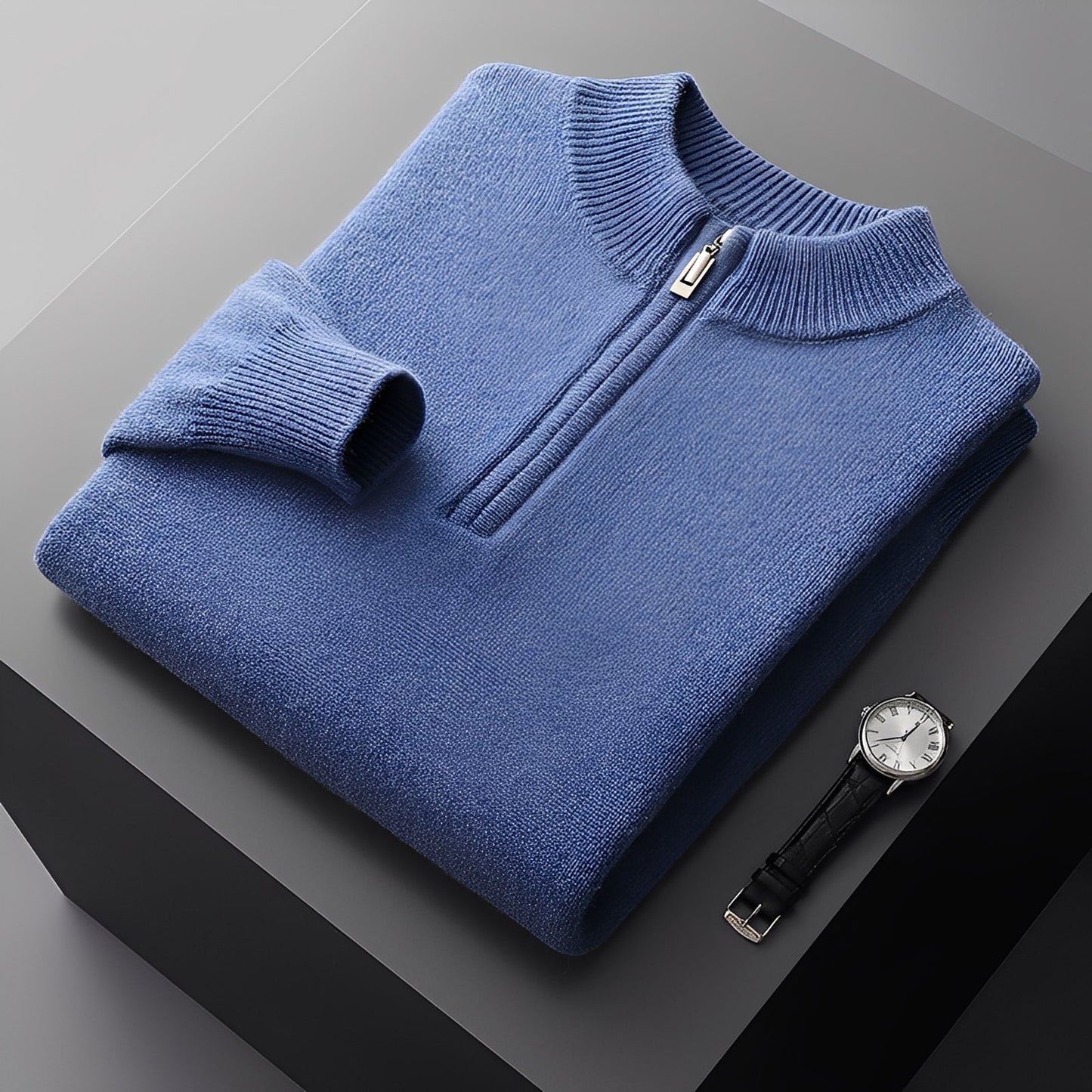 Weldon - Męski sweter z półzamkiem