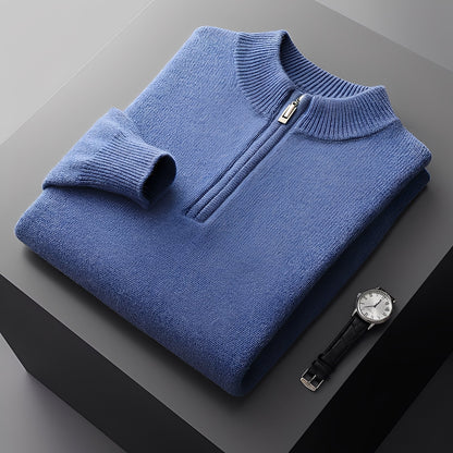 Weldon - Męski sweter z półzamkiem