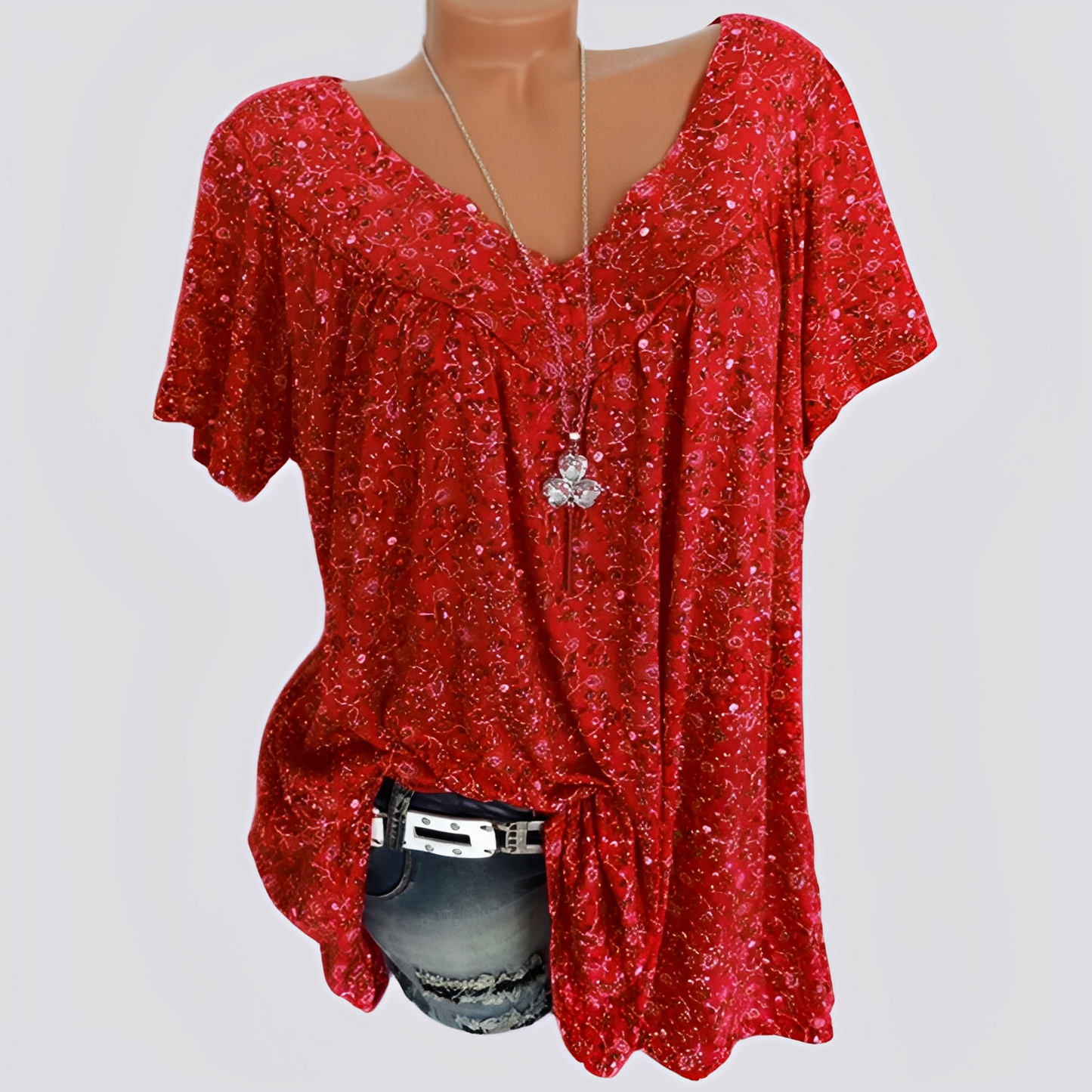 Claudia - Stylowa, luźna bluzka z wzorem kwiatowym dla kobiet