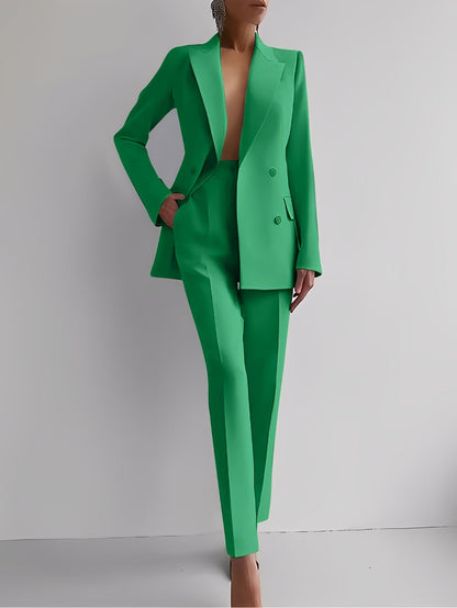 Nydia - Elegancki damski zestaw Slim-Fit z marynarką i spodniami