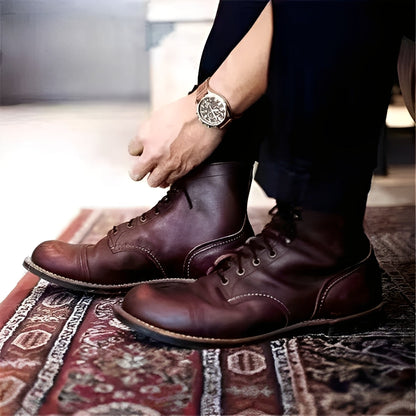 Jaydon - Retro skórzane buty z zaokrąglonym noskiem dla mężczyzn