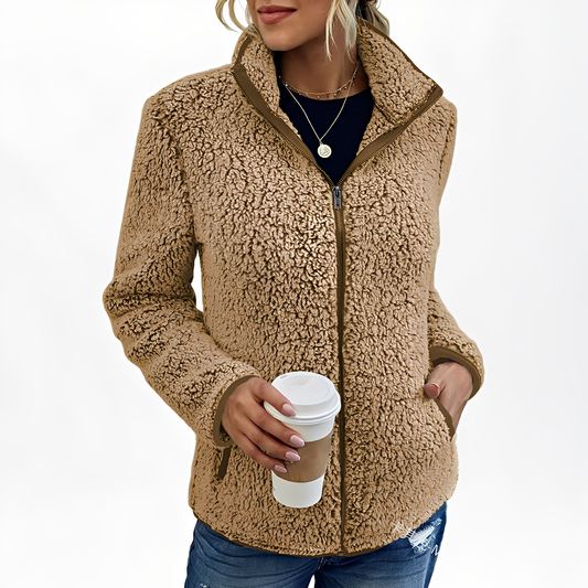 Alethea - Modny Fleece Płaszcz dla Kobiet
