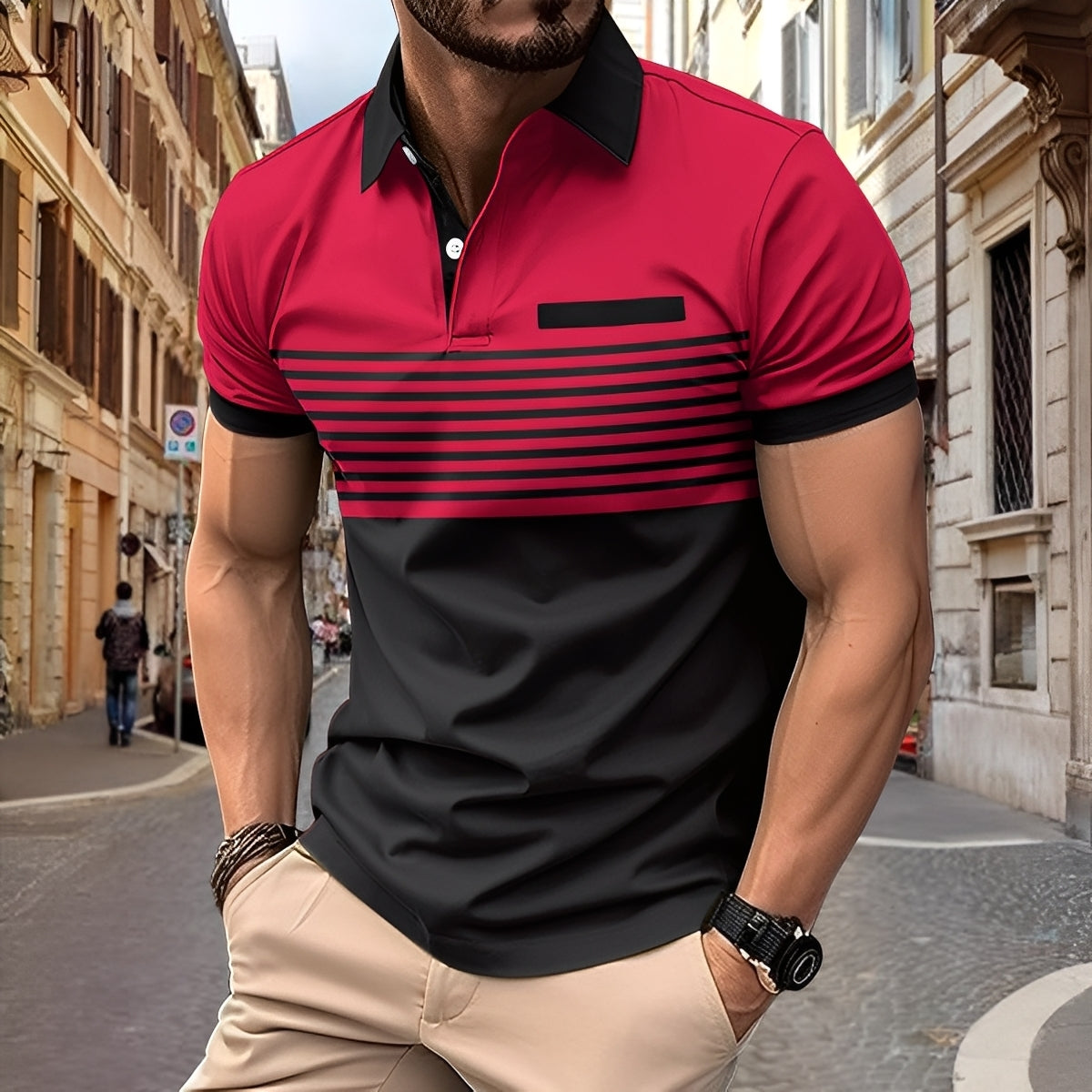 Rayden - Stylowa męska koszulka polo w paski
